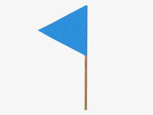Decorative small pennant on flagpole 3D Model