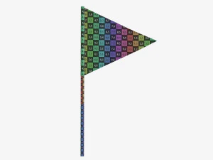 Decorative small pennant on flagpole 3D Model