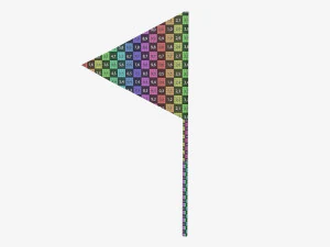 Decorative small pennant on flagpole 3D Model