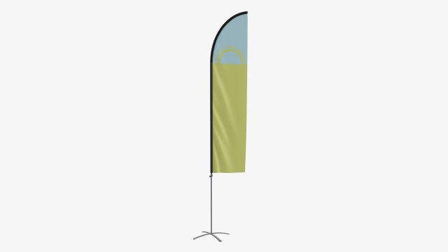 Feather type flag with flagpole 3D 모델 .c4d .max .obj .3ds .fbx .stl .blend 