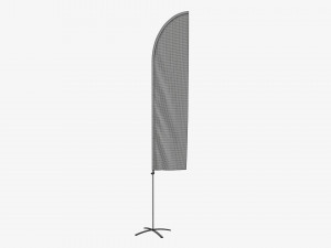 Feather type flag with flagpole 3D 모델