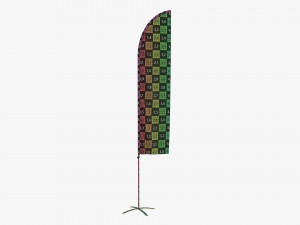 Feather type flag with flagpole 3D 모델