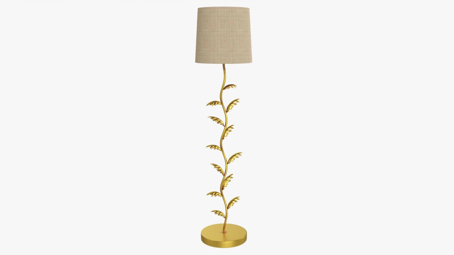 Floor lamp decorated with leaves 3D Model .c4d .max .obj .3ds .fbx .stl .blend 