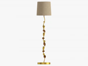 Floor lamp decorated with leaves 3D Model
