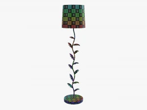 Floor lamp decorated with leaves 3D Model