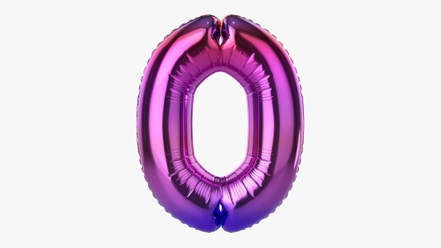 Foil balloon number 0 zero Modelo 3D .c4d .max .obj .3ds .fbx .stl .blend 