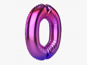 Foil balloon number 0 zero Modelo 3D