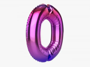 Foil balloon number 0 zero 3D Model