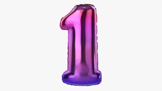 Foil balloon number 1 one 3D मॉडल .c4d .max .obj .3ds .fbx .stl .blend 