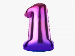 Foil balloon number 1 one 3D मॉडल