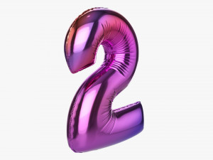 Foil balloon number 2 two Modelo 3D