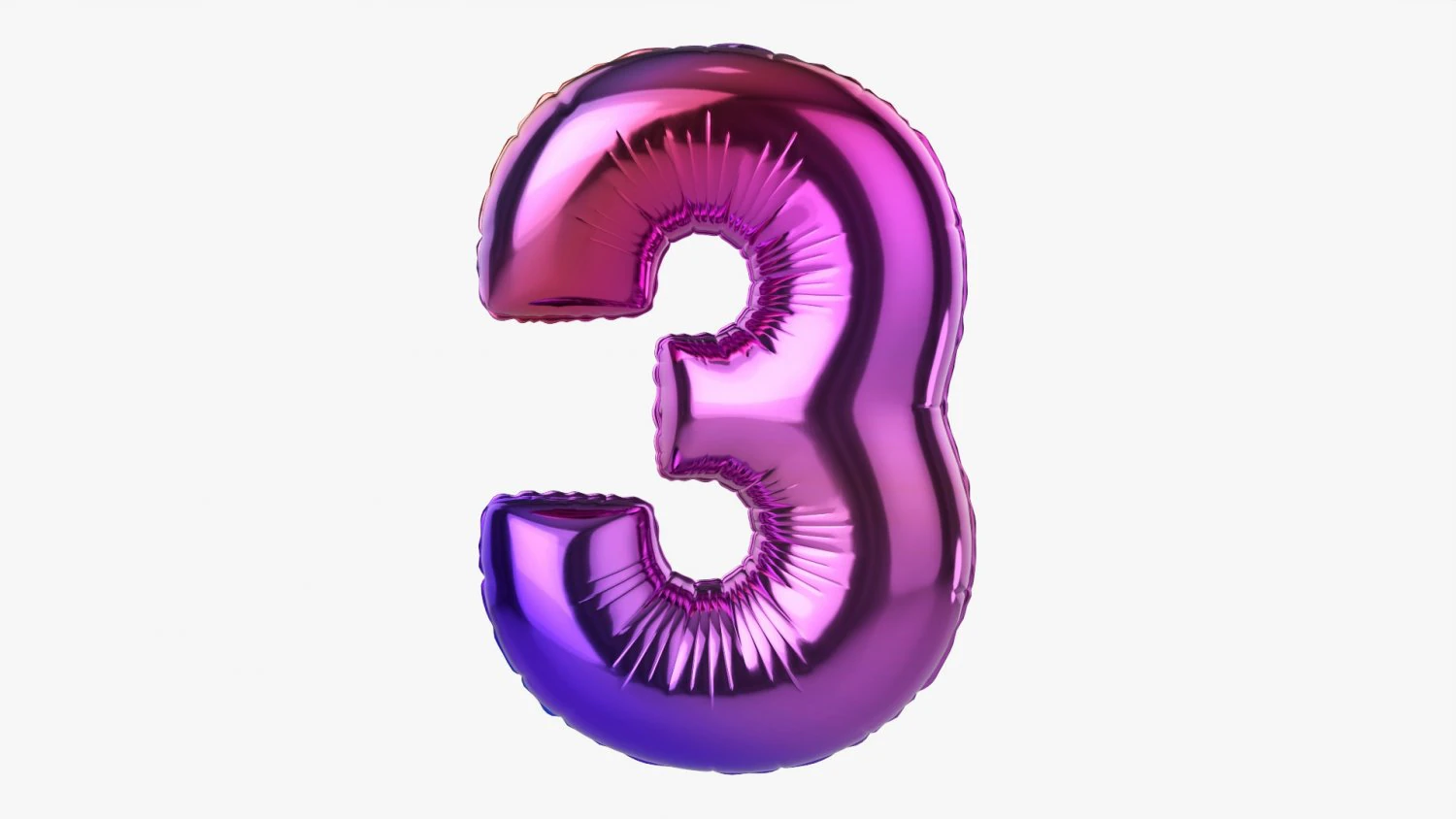 Foil balloon number 3 three 3D Model .c4d .max .obj .3ds .fbx .stl .blend 