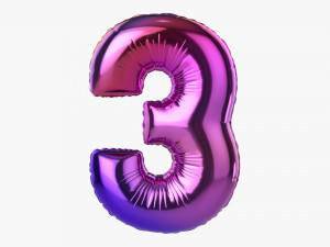 Foil balloon number 3 three Modelo 3D