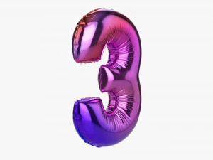 Foil balloon number 3 three 3D Model