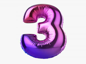 Foil balloon number 3 three 3D Model