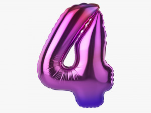Foil balloon number 4 four Modelo 3D