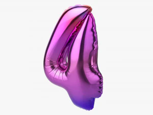 Foil balloon number 4 four 3D Model
