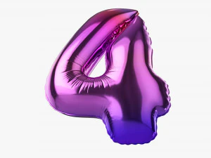 Foil balloon number 4 four 3D Model