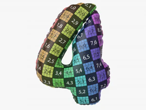 Foil balloon number 4 four 3D Model