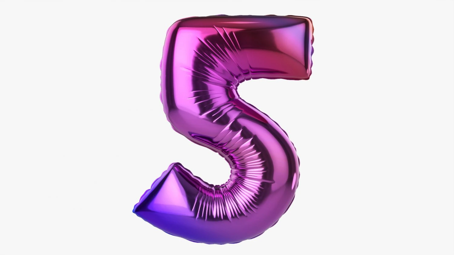 Foil balloon number 5 five 3D Model .c4d .max .obj .3ds .fbx .stl .blend 