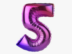 Foil balloon number 5 five 3D Model