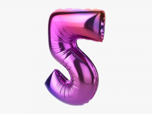Foil balloon number 5 five Modelo 3D