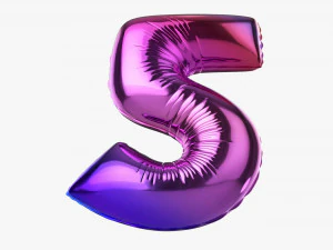 Foil balloon number 5 five 3D Model