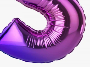 Foil balloon number 5 five 3D Model