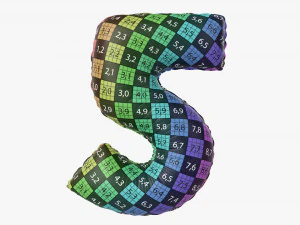 Foil balloon number 5 five 3D Model