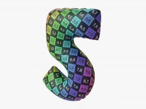 Foil balloon number 5 five 3D Model