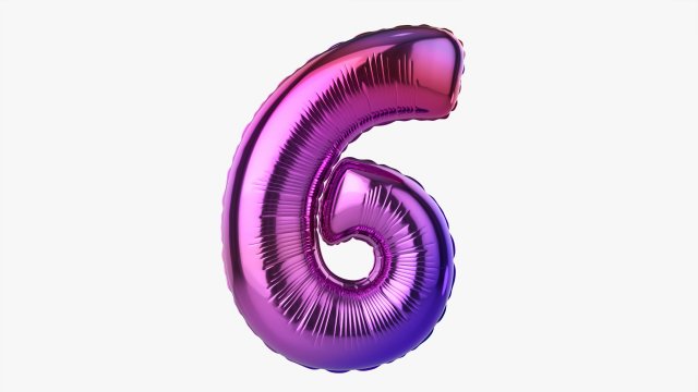 Foil balloon number 6 six 3D 모델 .c4d .max .obj .3ds .fbx .stl .blend 