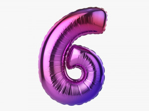 Foil balloon number 6 six 3D Model
