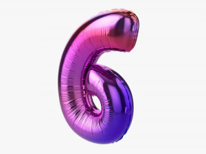 Foil balloon number 6 six 3D Model