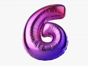 Foil balloon number 6 six 3D Model