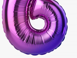 Foil balloon number 6 six 3D Model