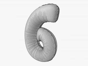 Foil balloon number 6 six 3D Model