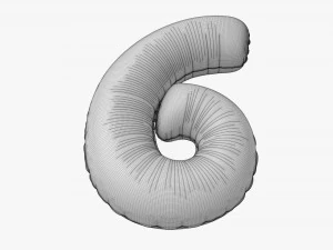 Foil balloon number 6 six 3D Model