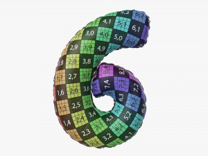 Foil balloon number 6 six 3D 모델