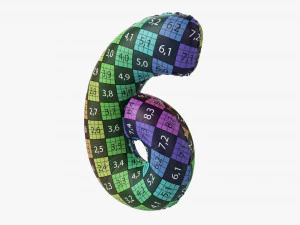Foil balloon number 6 six 3D Model
