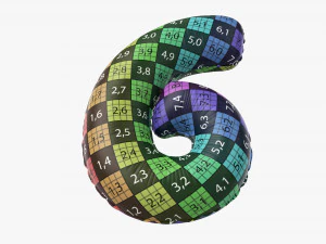 Foil balloon number 6 six 3D Model