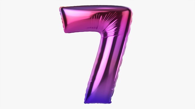 Foil balloon number 7 seven Modelo 3D .c4d .max .obj .3ds .fbx .stl .blend 