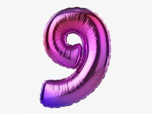 Foil balloon number 9 nine Modelo 3D