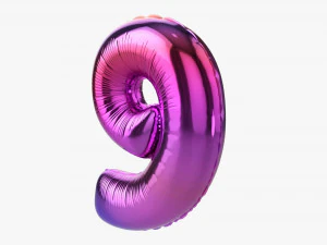 Foil balloon number 9 nine 3D Model