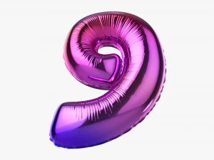 Foil balloon number 9 nine 3D Model