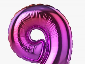 Foil balloon number 9 nine 3D Model