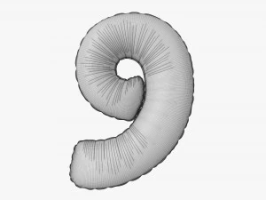 Foil balloon number 9 nine 3D Model