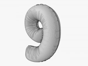 Foil balloon number 9 nine 3D Model
