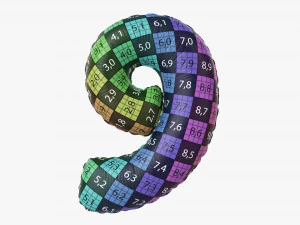 Foil balloon number 9 nine 3D Model