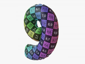 Foil balloon number 9 nine 3D Model