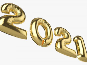 Foil balloon numbers 2021 year 3D Model